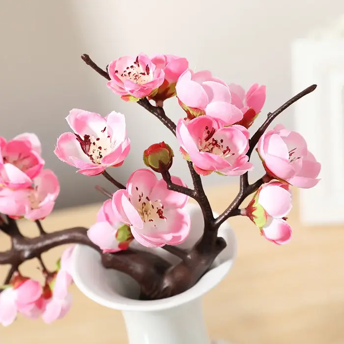Fleurs artificielles en soie rouge cerise