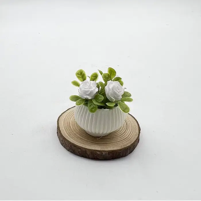 1 pièce Décoration de scène de salon pour maison de poupée, Modèle de plante miniature en pot (rose)