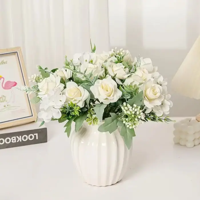 Fleurs Artificielles en Soie Gardenia Hortensia pour Bouquet de Mariage, Décoration de Table, Vase, Guirlande de Fête, Cadeaux DIY, Accessoires Décoratifs