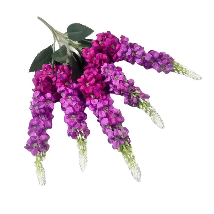5 tiges de fleurs artificielles de jacinthe, arrangement floral multicolore, fausses fleurs de delph