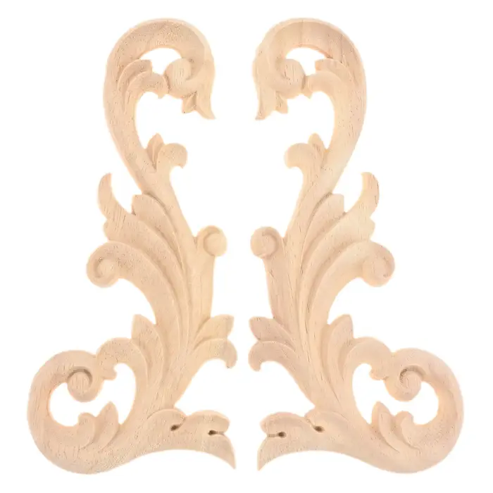 2 pièces Floral bois Applique coin Onlay bricolage
