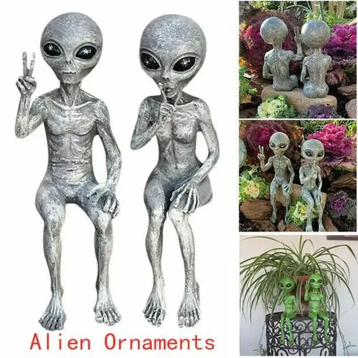 Statue de jardin en résine, ornements extraterrestres pour espace extérieur, décoration de maison, c