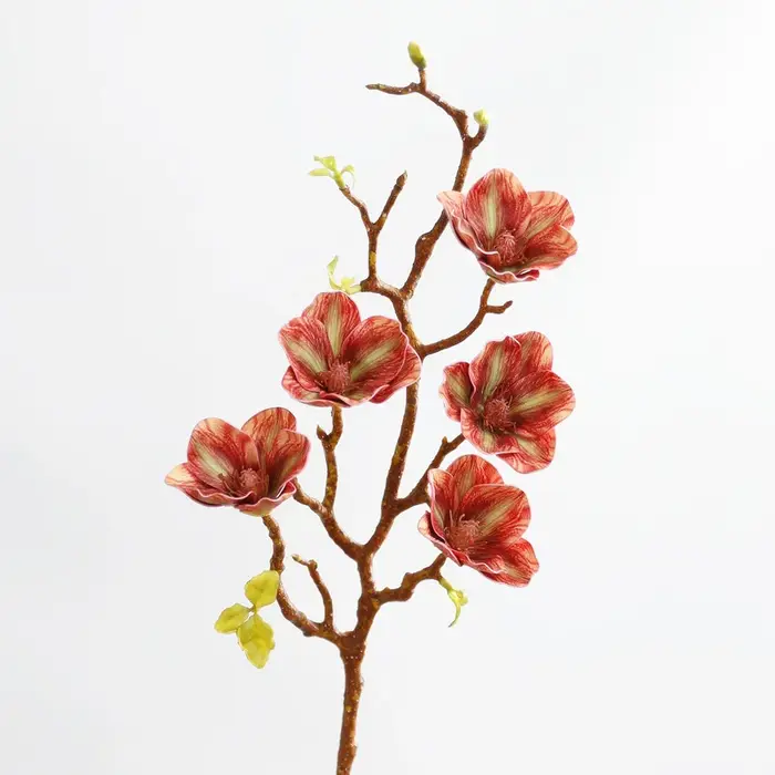 Simulation de Magnolies de neige parfumées, fausses fleurs au toucher réel, branche de Magnolia rose