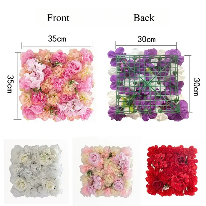 Mur de fleurs artificielles pour décoration de mariage