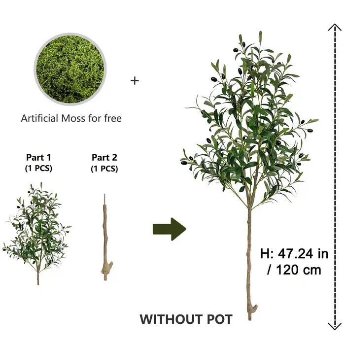 Arbre d'olivier artificiel de 120-180 cm/5,9 pieds, plante d'intérieur et d'extérieur, ornement, pla