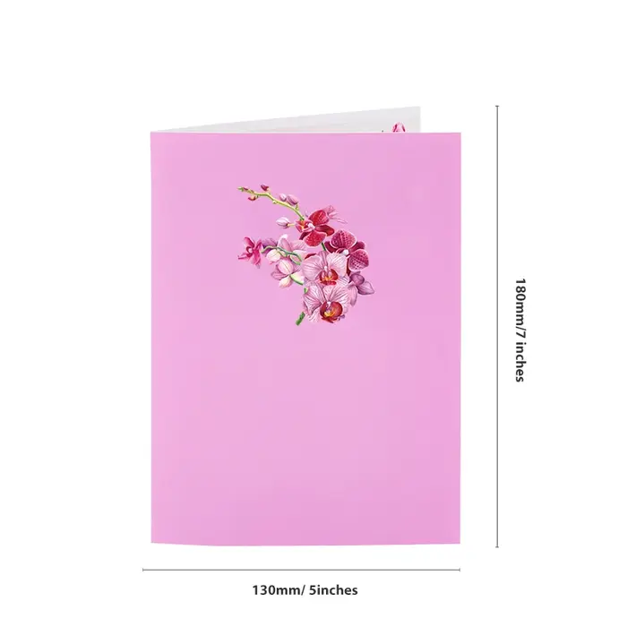 Cymbidium orchidées carte de voeux pop-up avec enveloppe fleurs