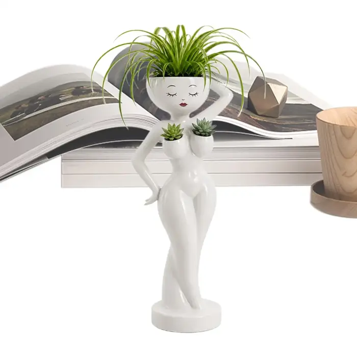 Pot de fleurs amusant en forme de cactus, mini-jardinière en résine en forme de corps féminin, décoration pour salon, bureau, balcon, chambre