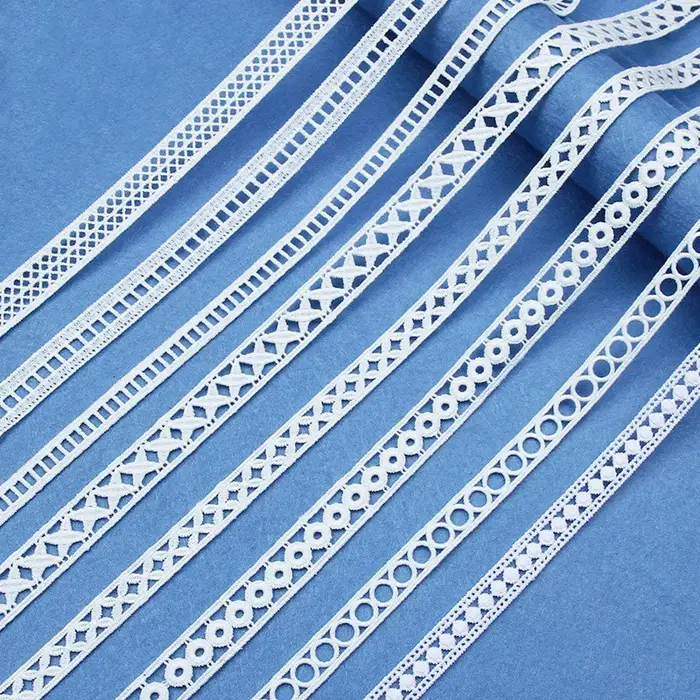 Rubans d'habillage en dentelle brodée en coton blanc de haute qualité, 5Yards, tissu, matériaux arti