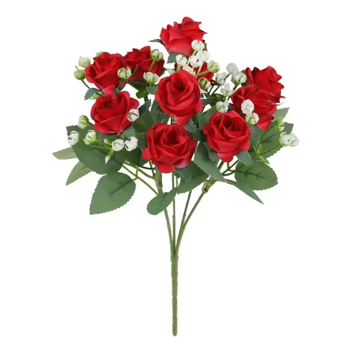 Bouquet de roses rouges pour mariage, Bouquets de mariée, fleurs artificielles, décoration de salle 