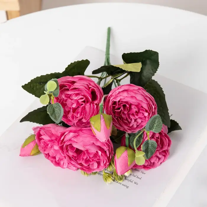 Fleurs artificielles Soie Pivoine Bouquet Festival Décorations Vase Maison Chambre Jardin Salon Mari