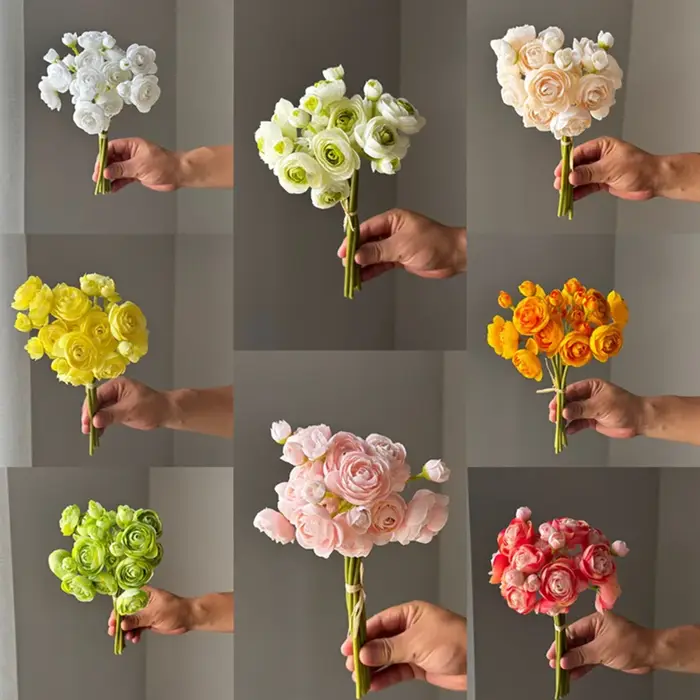 Bouquet de 6 tiges de faux renoncules