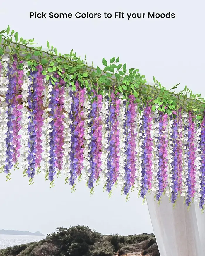 10 Branches de fleurs artificielles de glycine