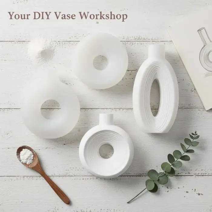 Moule en silicone en forme de donut nordique pour vase, pot de fleurs, mini vase pour arrangement floral, pot, moules en plâtre et résine, décoration intérieure