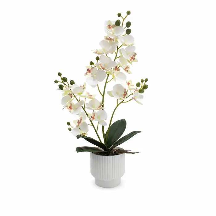 Fleurs d'orchidées artificielles, fausses orchidées Phalaenopsis en pot pour la décoration intérieure, mariage, bureau, centre de table, arrangements