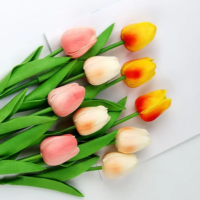 Bouquet de tulipes artificielles en PU au toucher réel