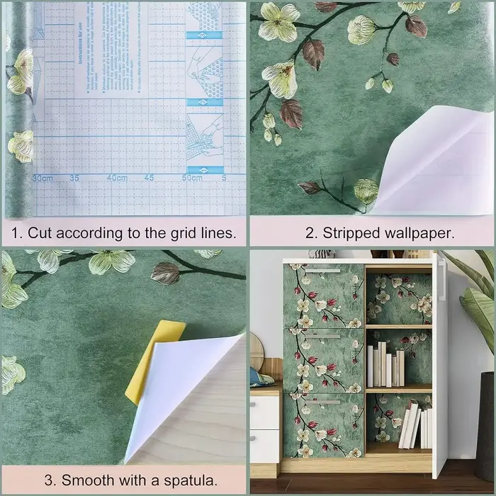 Autocollant mural floral gris, papiers peints à coller et à décoller, papier peint auto-adhésif à fleurs, papier contact amovible, décoratif pour meubles