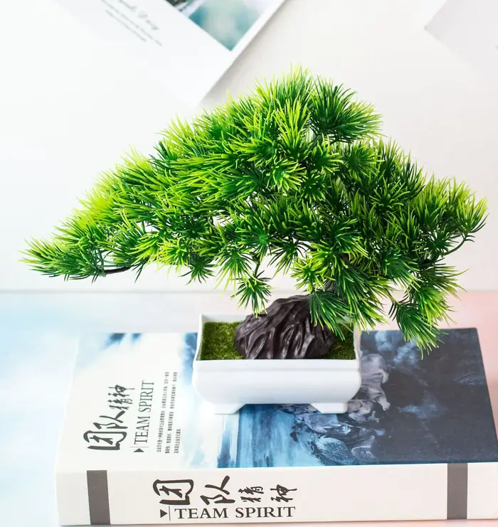 Plantes Artificielles : Arrangement de Bonsaï en Pot de Pin pour Accueil