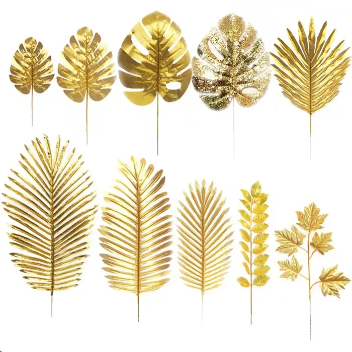 Plantes artificielles feuilles dorées