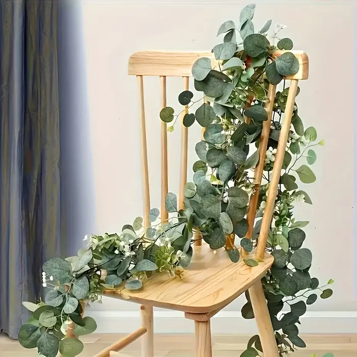Couronne d'eucalyptus artificielle, fausse vigne verte, guirlande murale suspendue pour intérieur et extérieur, décoration de maison, saisons, vacances, fête de mariage