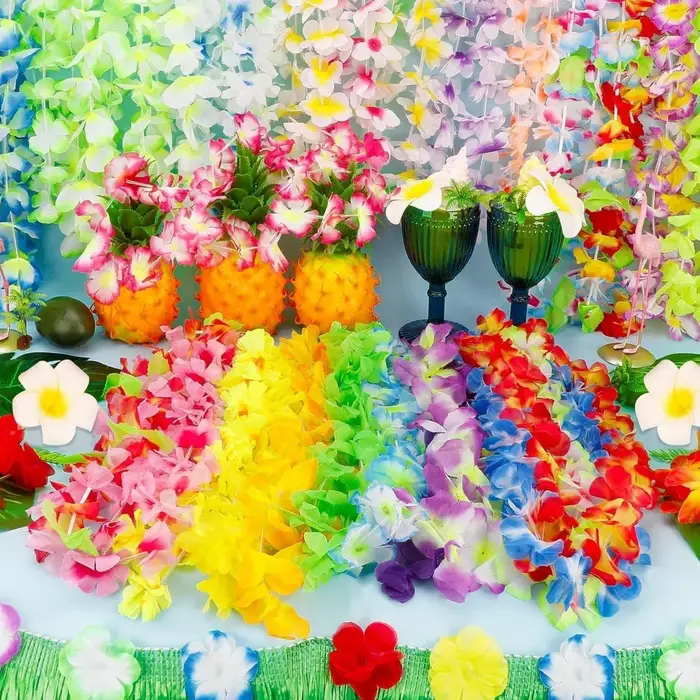 5/10 pièces Leis pour Luau couleur hawaïenne décoration fleur en soie