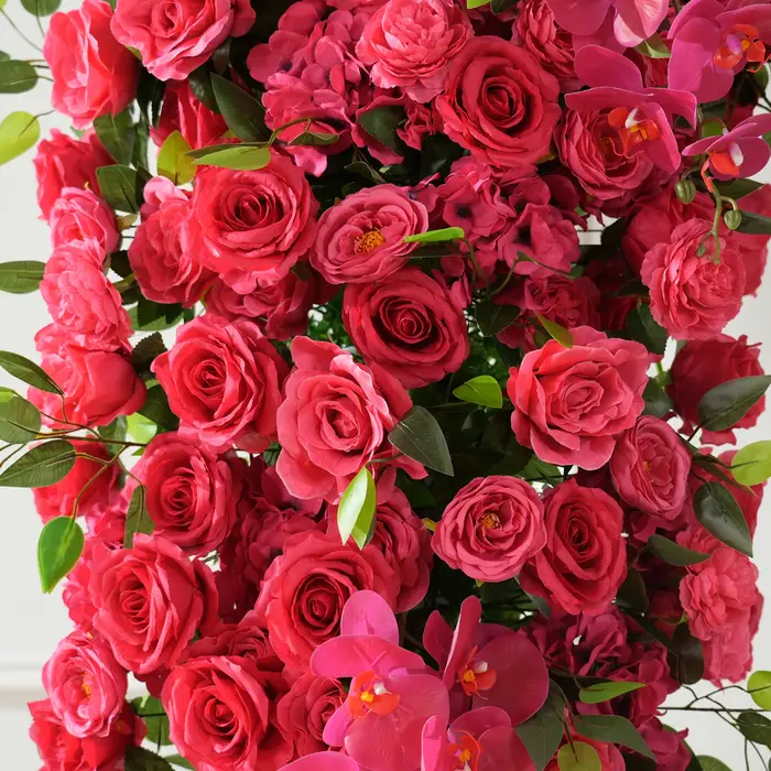 Angela fleur A9035 rouge Rose chêne feuille