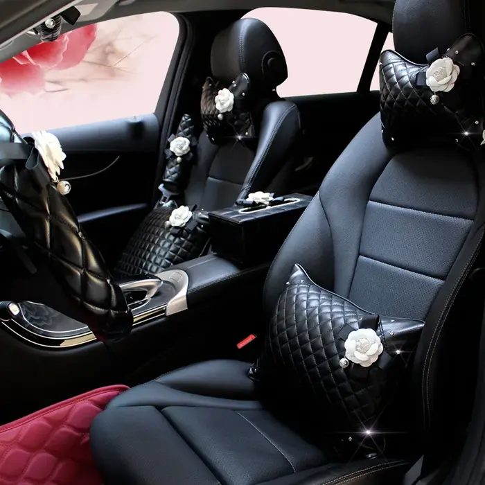 Accessoires d'intérieur de voiture fleur de camélia