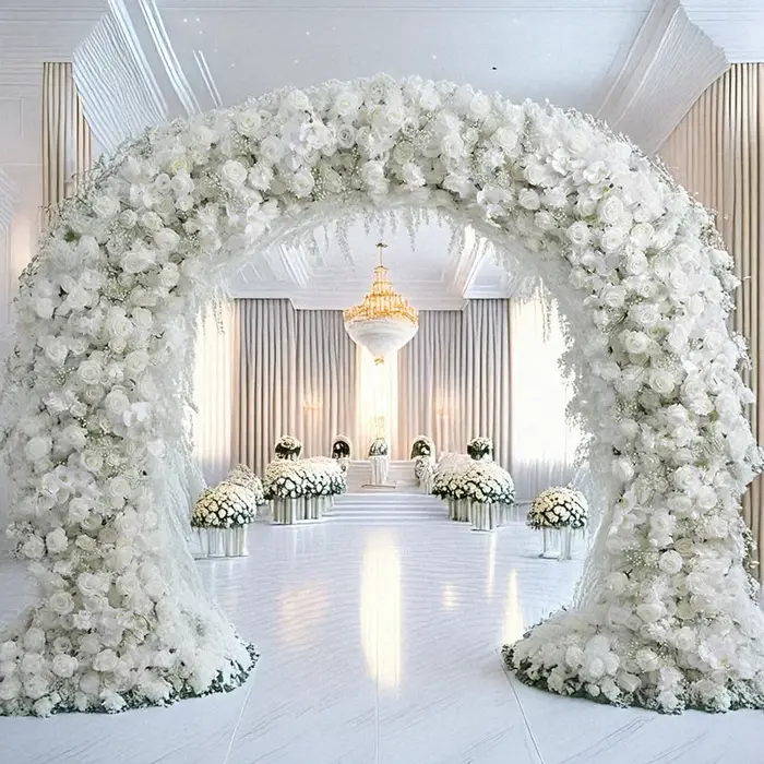 Arc de Rose Fenella blanc surdimensionné de 240CM