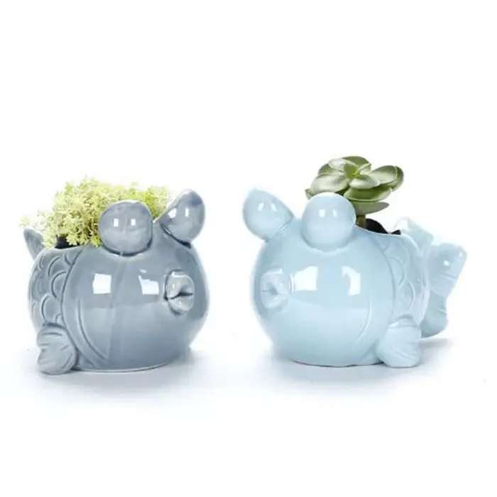 Pot de fleurs en porcelaine bleue de style européen