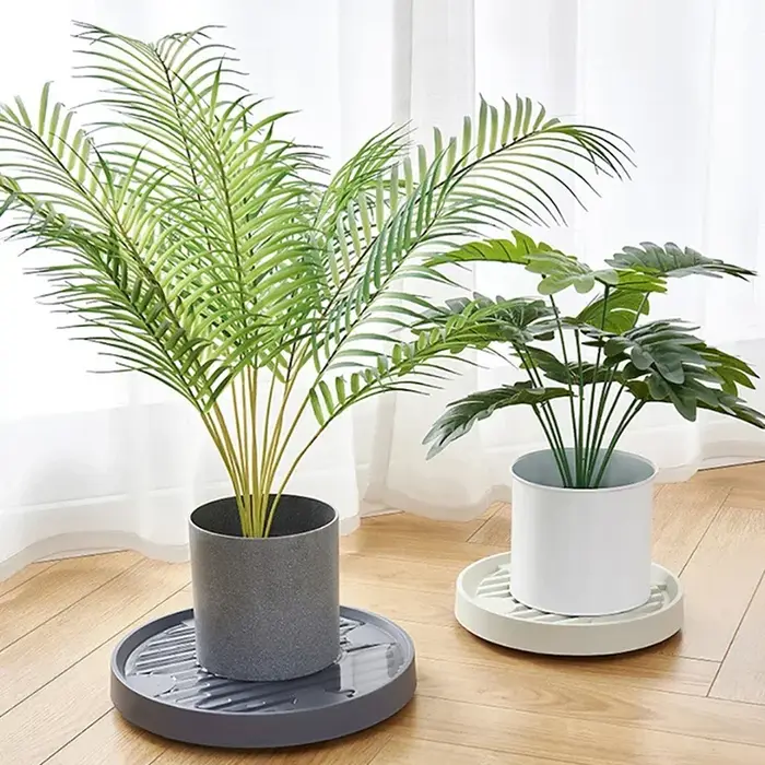 Support de jardinière rond mobile avec roues