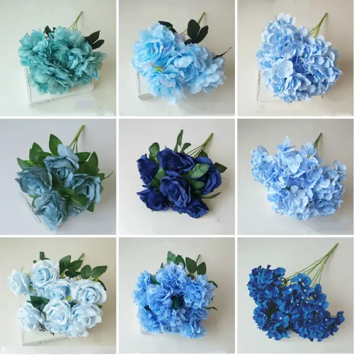Roses artificielles série bleue