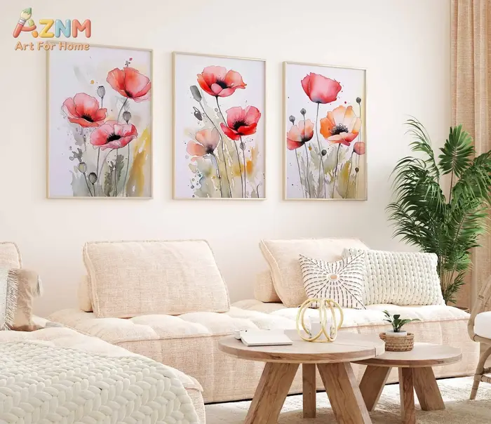 Ensemble de 3 impressions florales aquarelle, art mural de fleurs sauvages, affiche botanique abstraite, illustration florale
