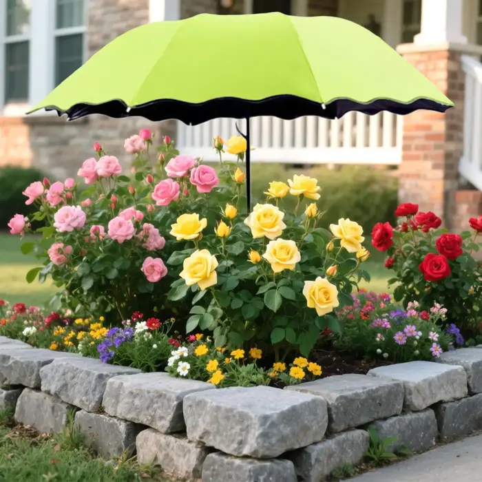 Parasol pour plantes de 95 cm, protection solaire extérieure pour fleurs, idéal pour jardiniers, patios, jardins, vérandas et terrasses.