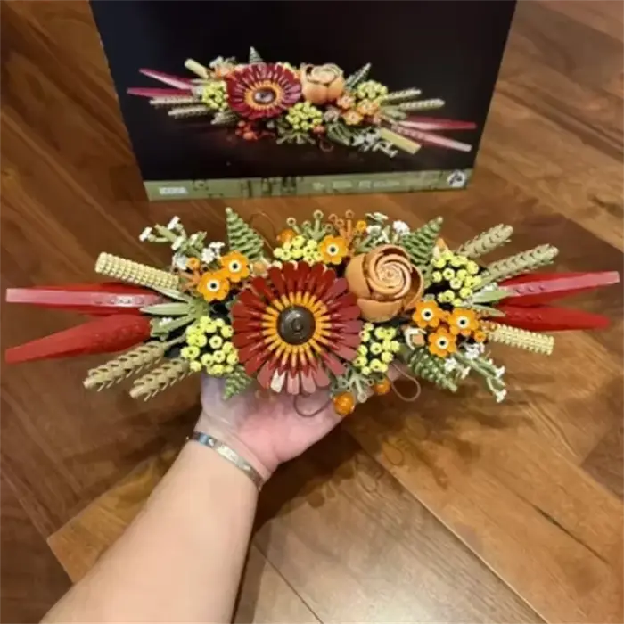 Fleurs artificielles 3D, rose, orchidée, plante en pot, ensemble de blocs de construction DIY, bouquet de fleurs éternelles, modèle de décoration d'intérieur, cadeau de fête