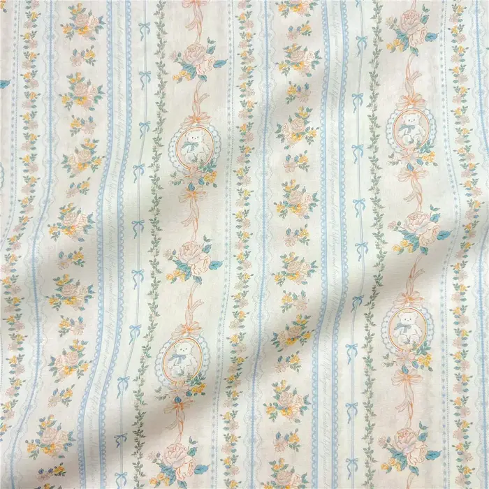 Ours fleur mur frais Branches florales imprimer 100% coton popeline tissu bricolage à la main coutur
