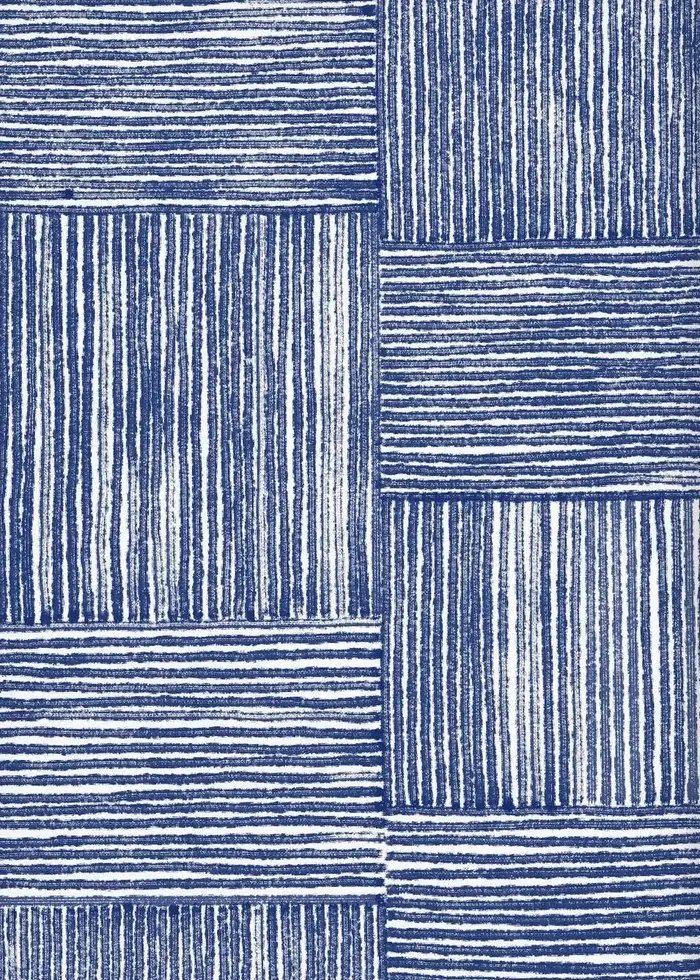 Affiche de fleur à points de ligne bleue aquarelle minimaliste, peinture sur toile imprimée, tableau