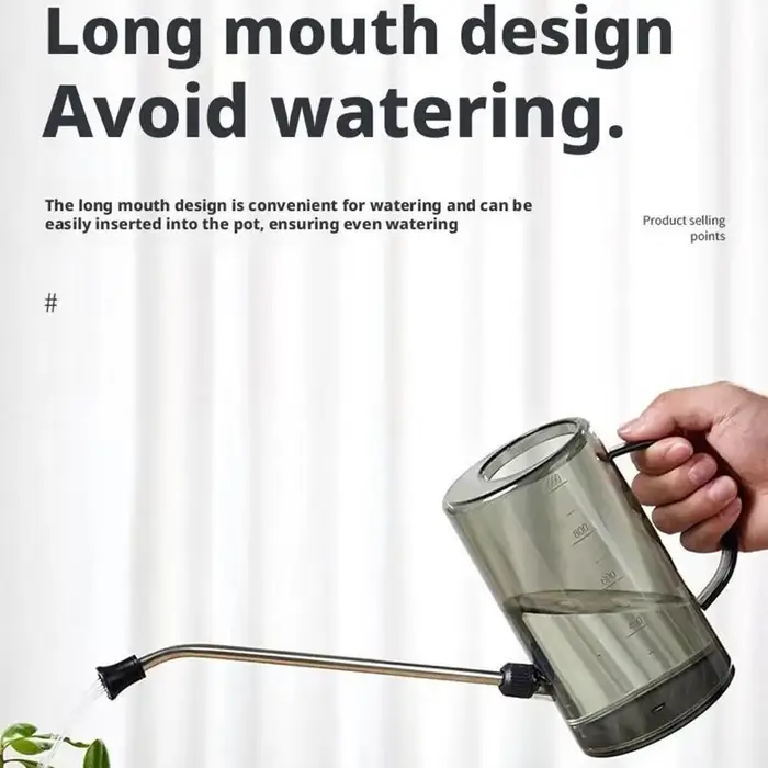 Arrosoir à long bec de 1L avec ensemble de pelle de jardinage, pot d'irrigation pour plantes d'intérieur et d'extérieur, fleurs, bureau