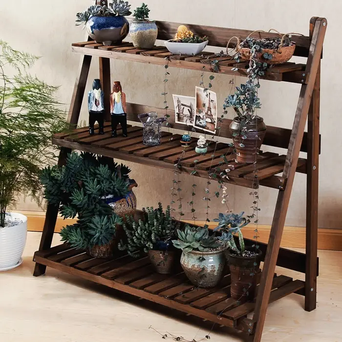 Support de plantes en bois Vintage