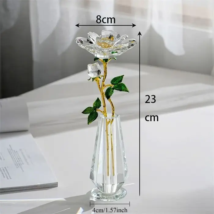 Cadeaux de fleurs de pivoine en cristal pour femmes, ornements de collection de fleurs en verre de c
