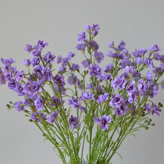 5 pièces violettes de luxe fleurs artificielles sensation hydratante Delphiniums Latex décor arrangements floraux fête