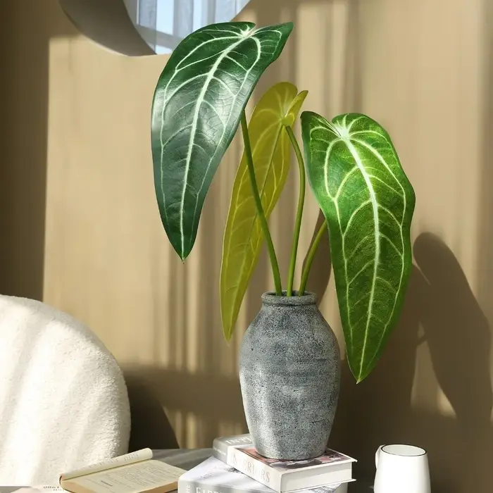 Feuilles de Calla artificielles en plastique, plantes vertes résistantes aux UV, feuilles de Crane King, feuilles de bananier réalistes, décoration de chambre