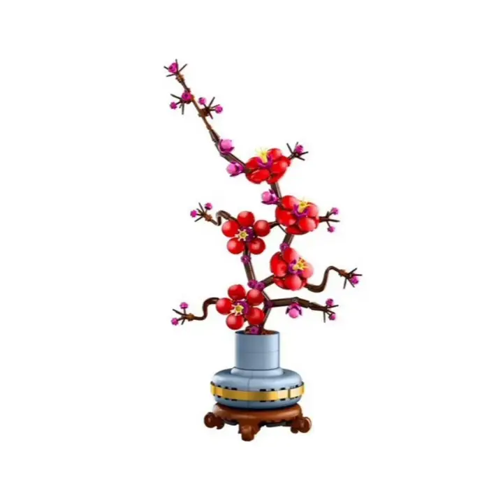 Modèle de fleur de prunier en pot, ornement de bureau et de maison, cadeau idéal pour les amateurs d