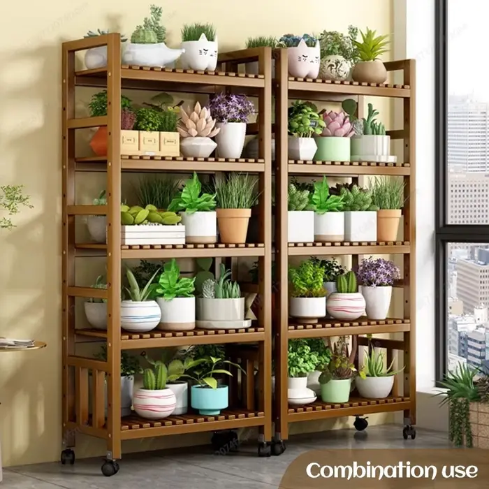 Présentoir vertical pour plantes en bambou