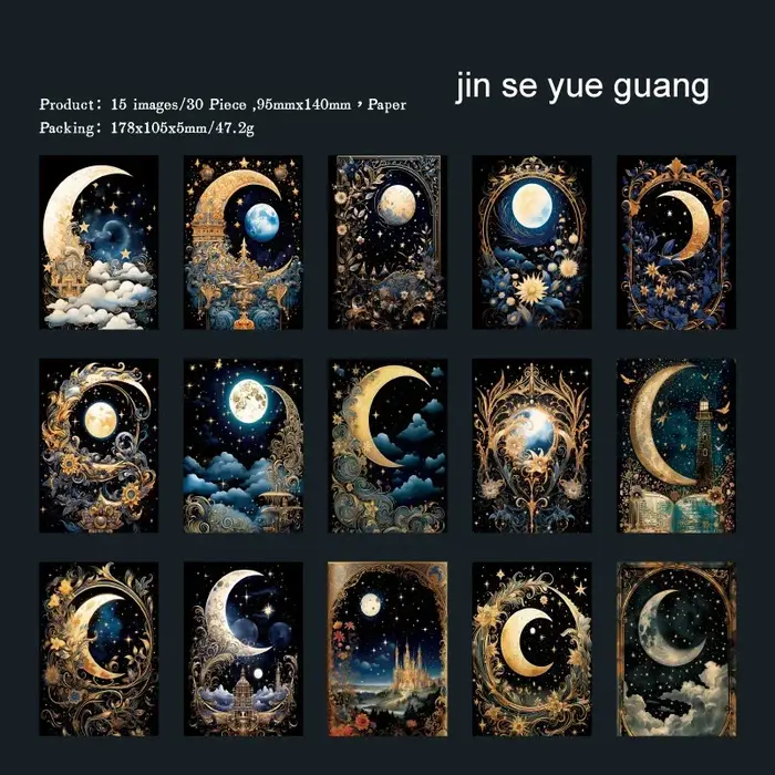 JIANWU-Let The Moon Fall Series Vintage Moon Flower Border, Collage Decor Material Paper, Creative D