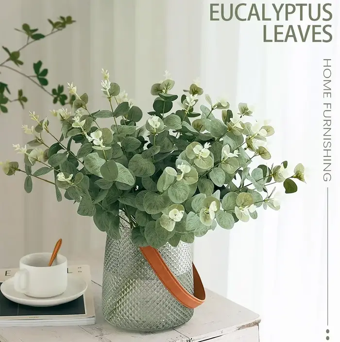 10 tiges de feuilles d'eucalyptus vertes