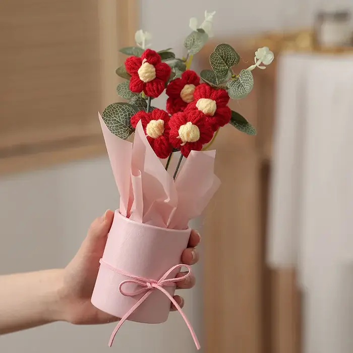Bouquet de fleurs au crochet pour la Saint-Valentin
