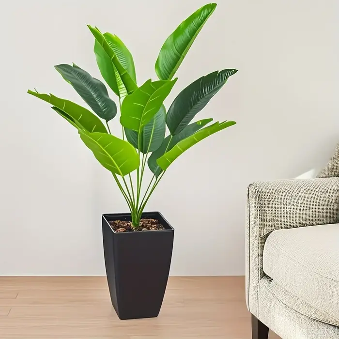 1PC M/L Pot de fleurs en plastique de style moderne et simple, pour intérieur/extérieur, noir, vertical et sur pied, pour décoration minimaliste de la maison