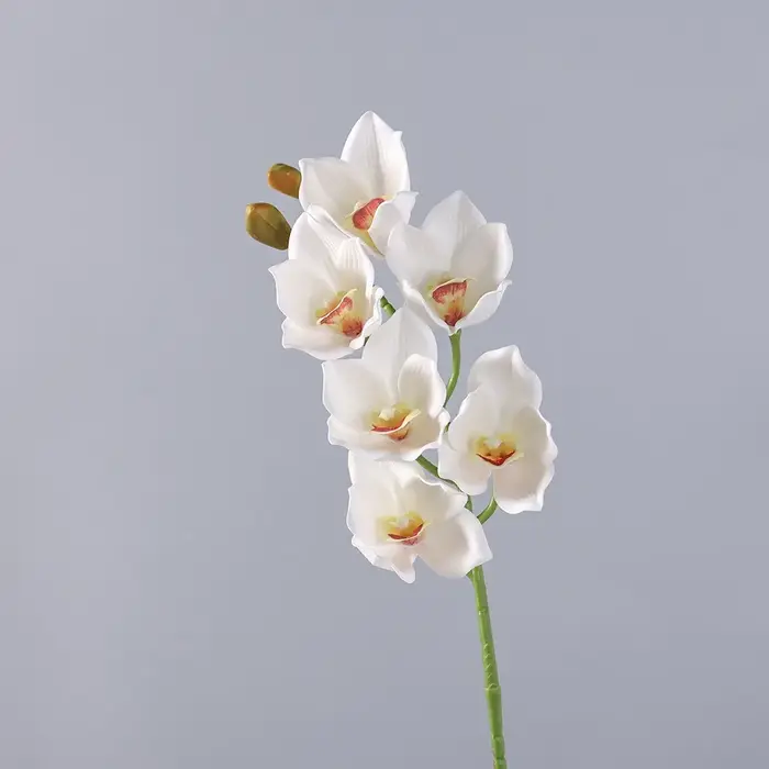 6 têtes d'orchidées artificielles Papilio, tiges pliables, couleurs vives, branche de fleurs Cymbidi