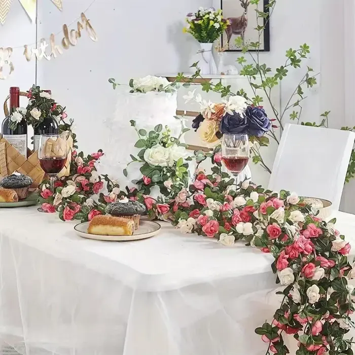 250 CM de fleurs artificielles en rose pour la décoration de mariage