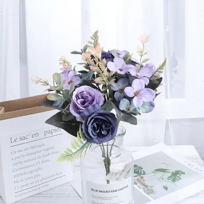 Beaux Roses artificielles hortensia en soie