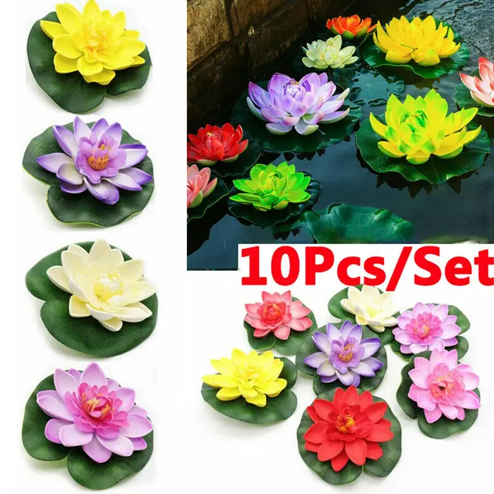 10 pièces Lotus fleur artificielle flottant fausse plante